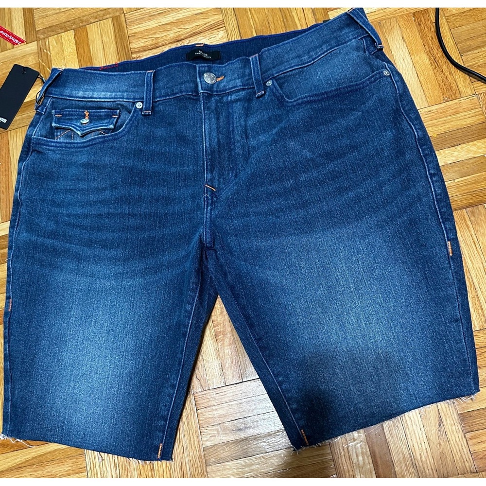 True Religion Rocco Relaxed Skinny Flap Denim Shorts Blue Quartz 38 701176